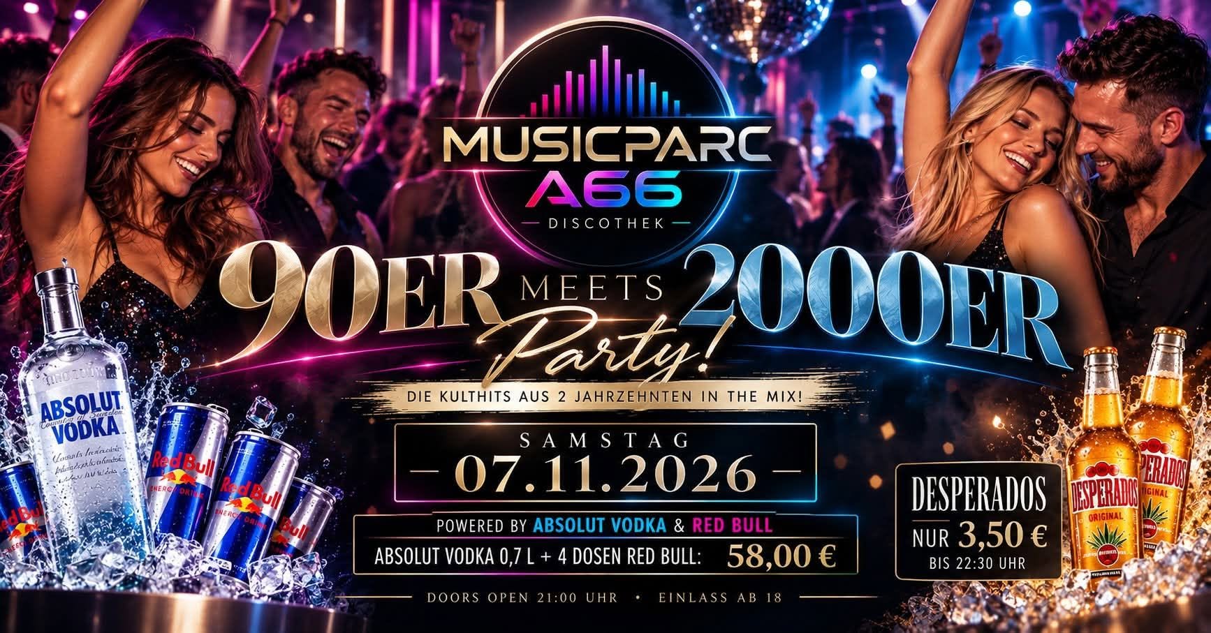 90er meets 2000er Party am 7. November 2026 im Musicparc A66