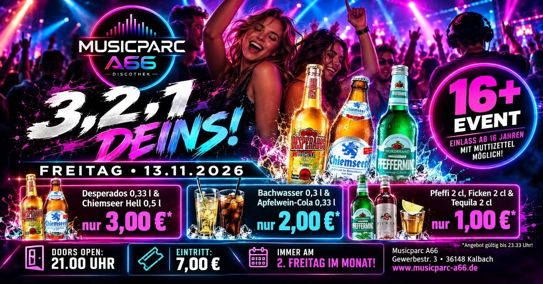 3, 2, 1 – DEINS! am 13. November 2026 im Musicparc A66